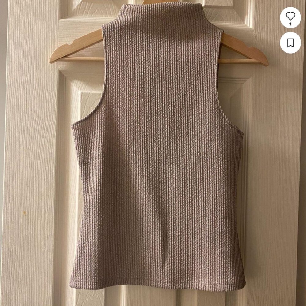 Glittering turtleneck tank top in Dusty Rose Pink